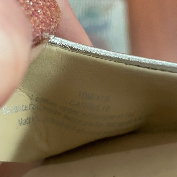 Karl Lagerfeld Carin silver leather cork wedge heel ankle strap NEW sz 10 metal - Picture 2 of 11